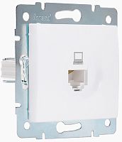 Розетка компьютерная без рамки Lezard Karina 1-м. RJ45 5e белый картинка